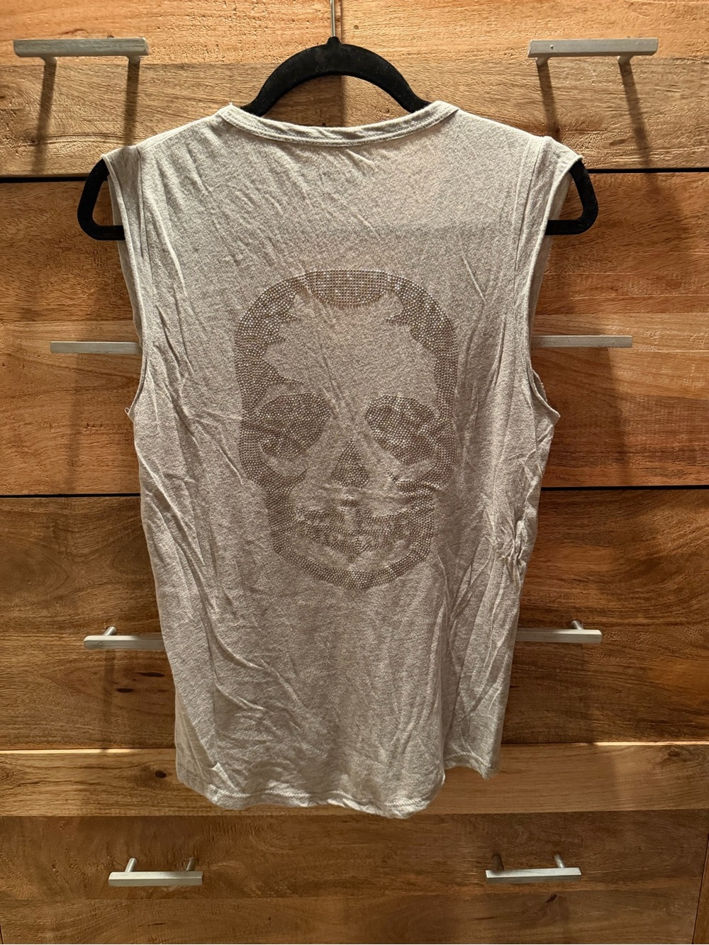 Zadig & Voltaire Light Gray Sleeveless Skull Tank